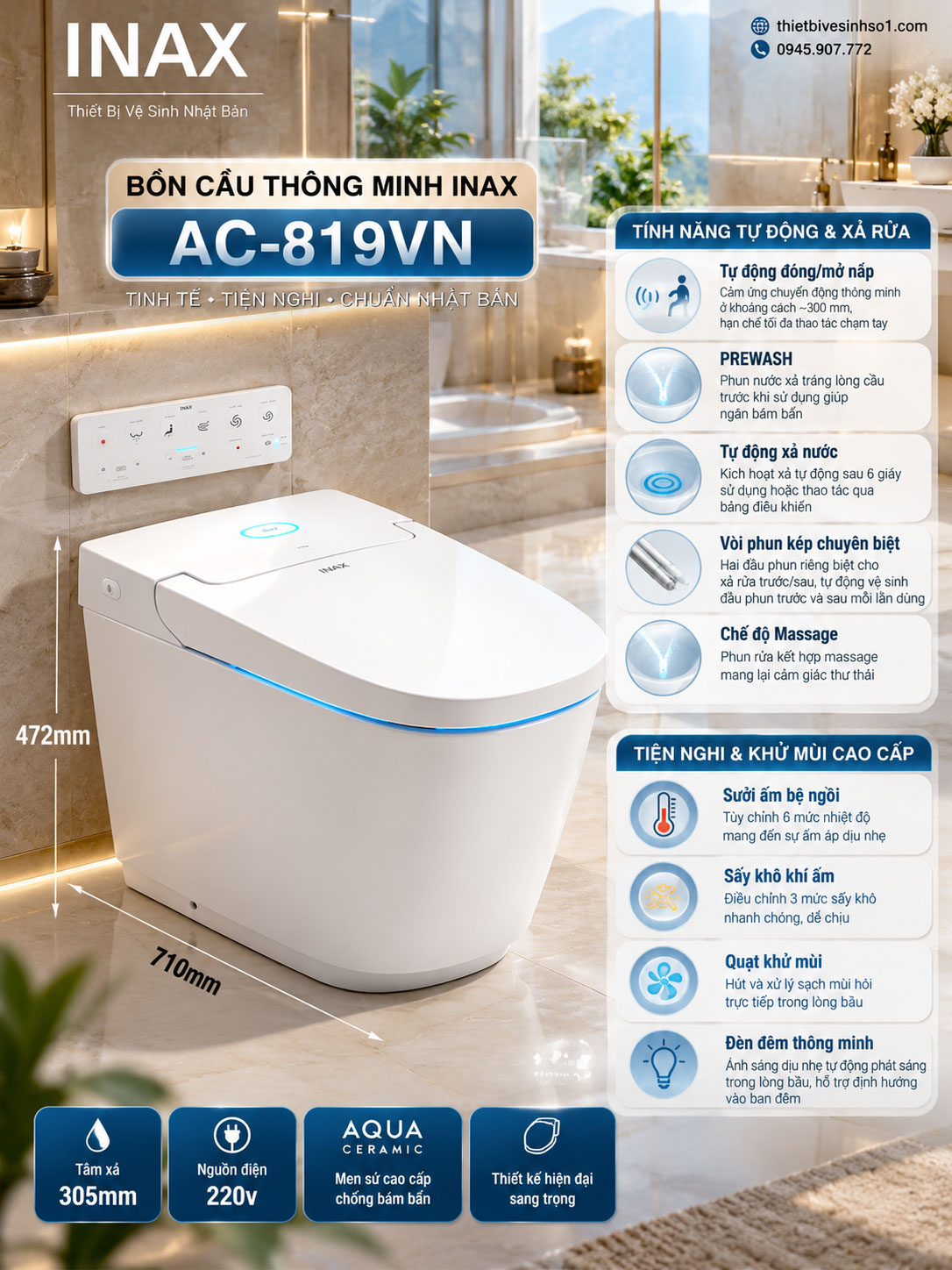 Bồn Cầu inax AC-819VN Bồn Cầu inax AC-819VN