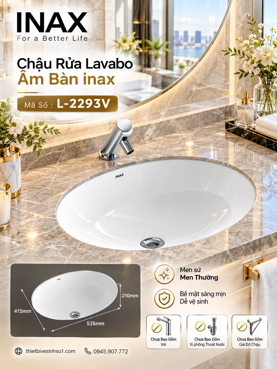 Chậu Rửa Lavabo inax L-2293V Chậu Rửa Lavabo inax L-2293V