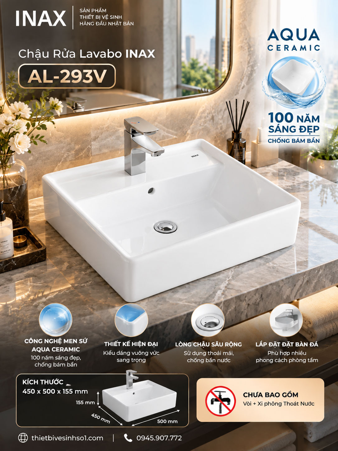 Chậu Rửa Lavabo inax AL-293V Chậu Rửa Lavabo inax AL-293V