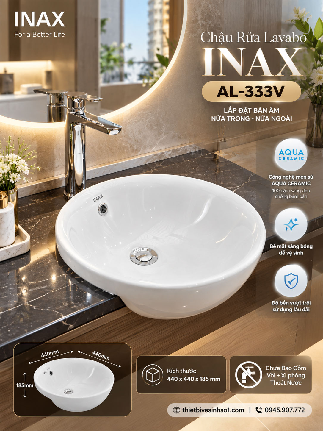 Chậu Rửa Lavabo inax AL-333V Chậu Rửa Lavabo inax AL-333V