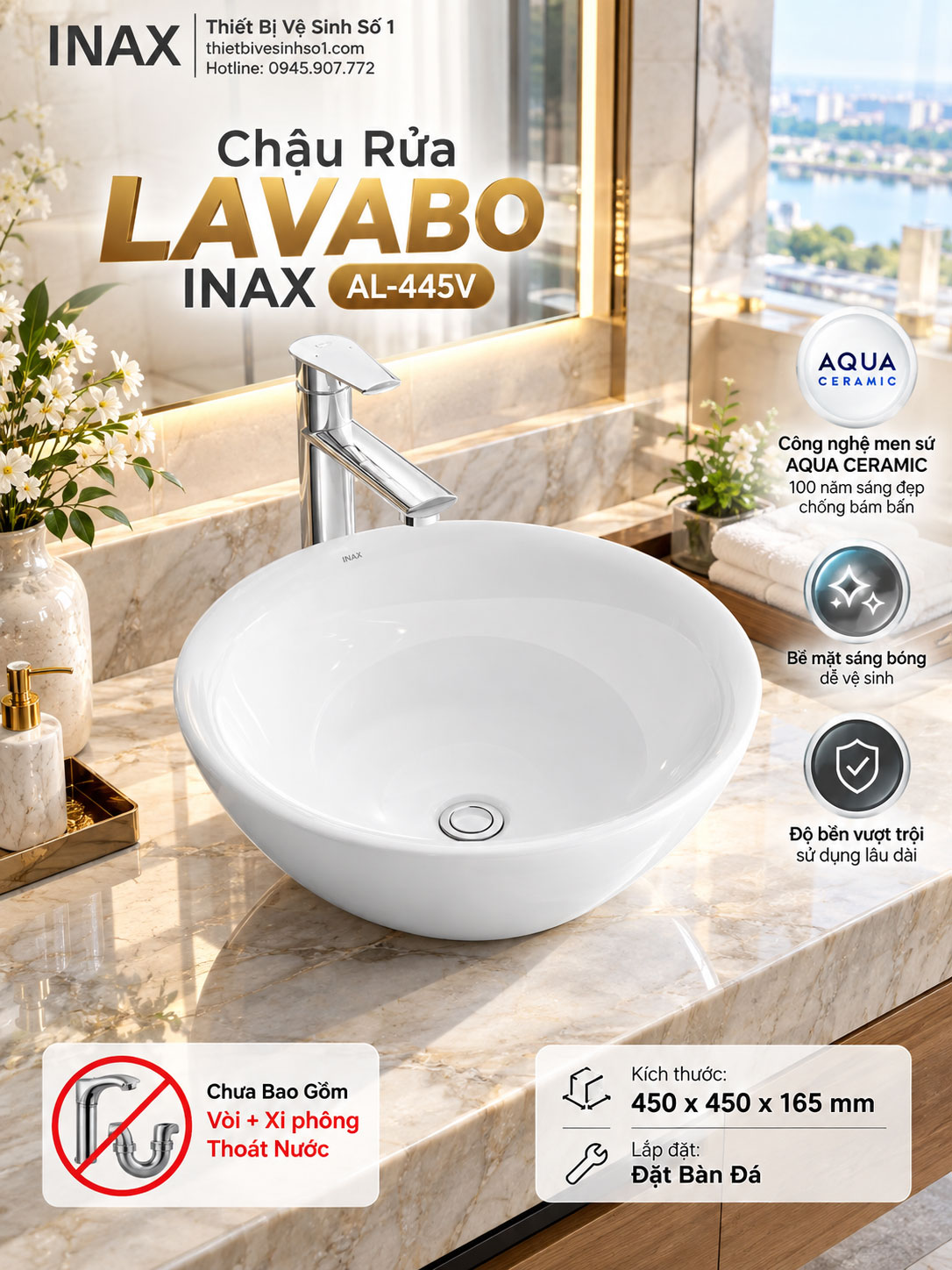 Chậu Rửa Lavabo inax AL-445V Chậu Rửa Lavabo inax AL-445V