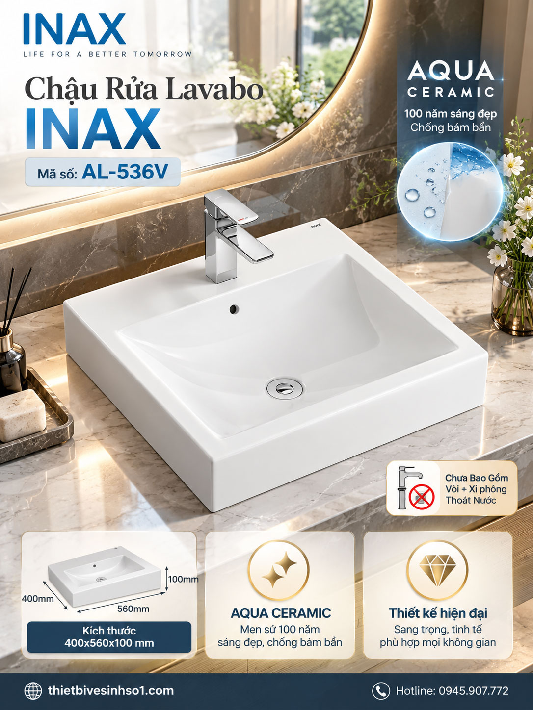 Chậu Rửa Lavabo inax AL-536V Chậu Rửa Lavabo inax AL-536V