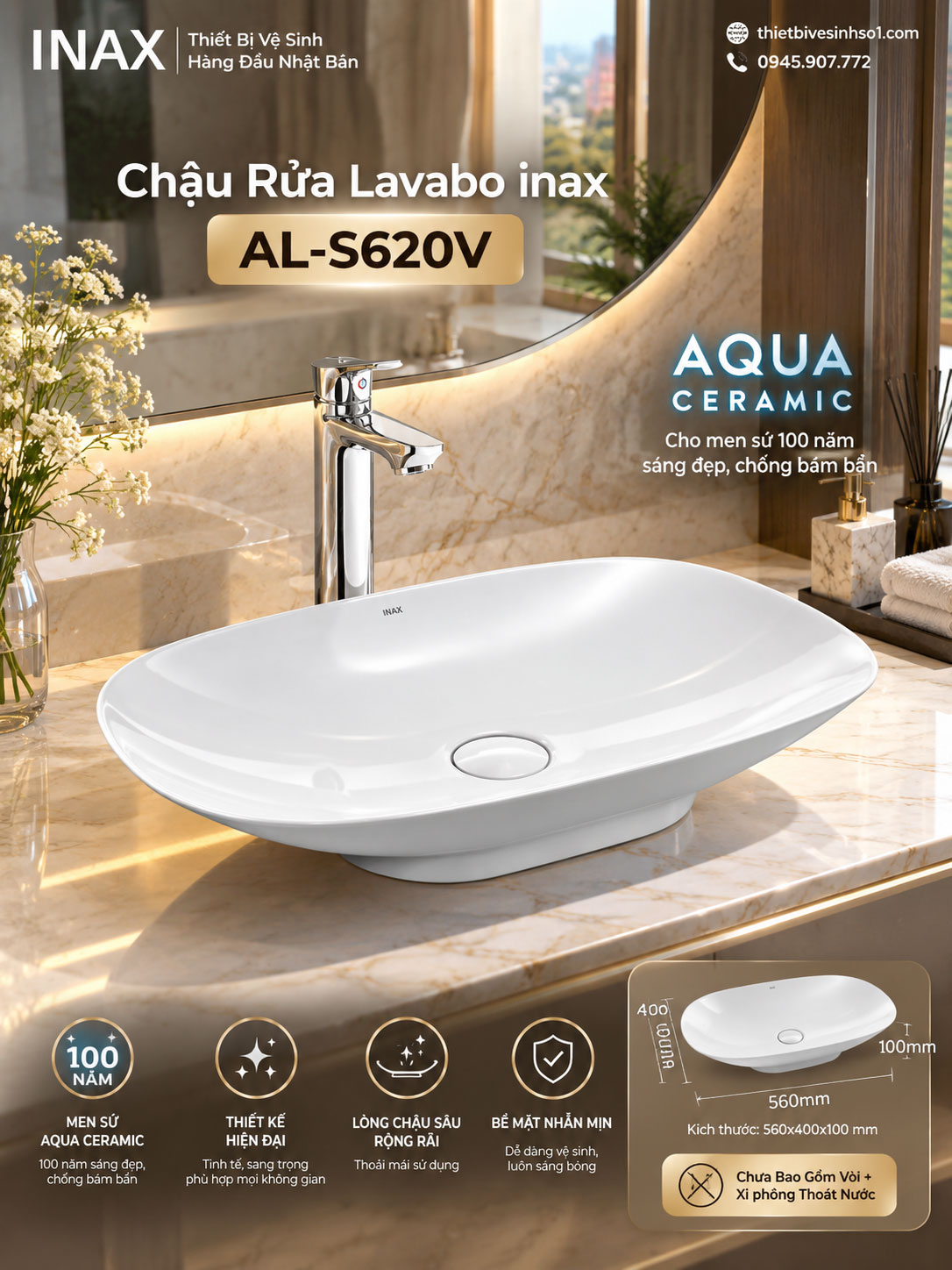 Chậu Rửa Lavabo inax AL-S620V Chậu Rửa Lavabo inax AL-S620V