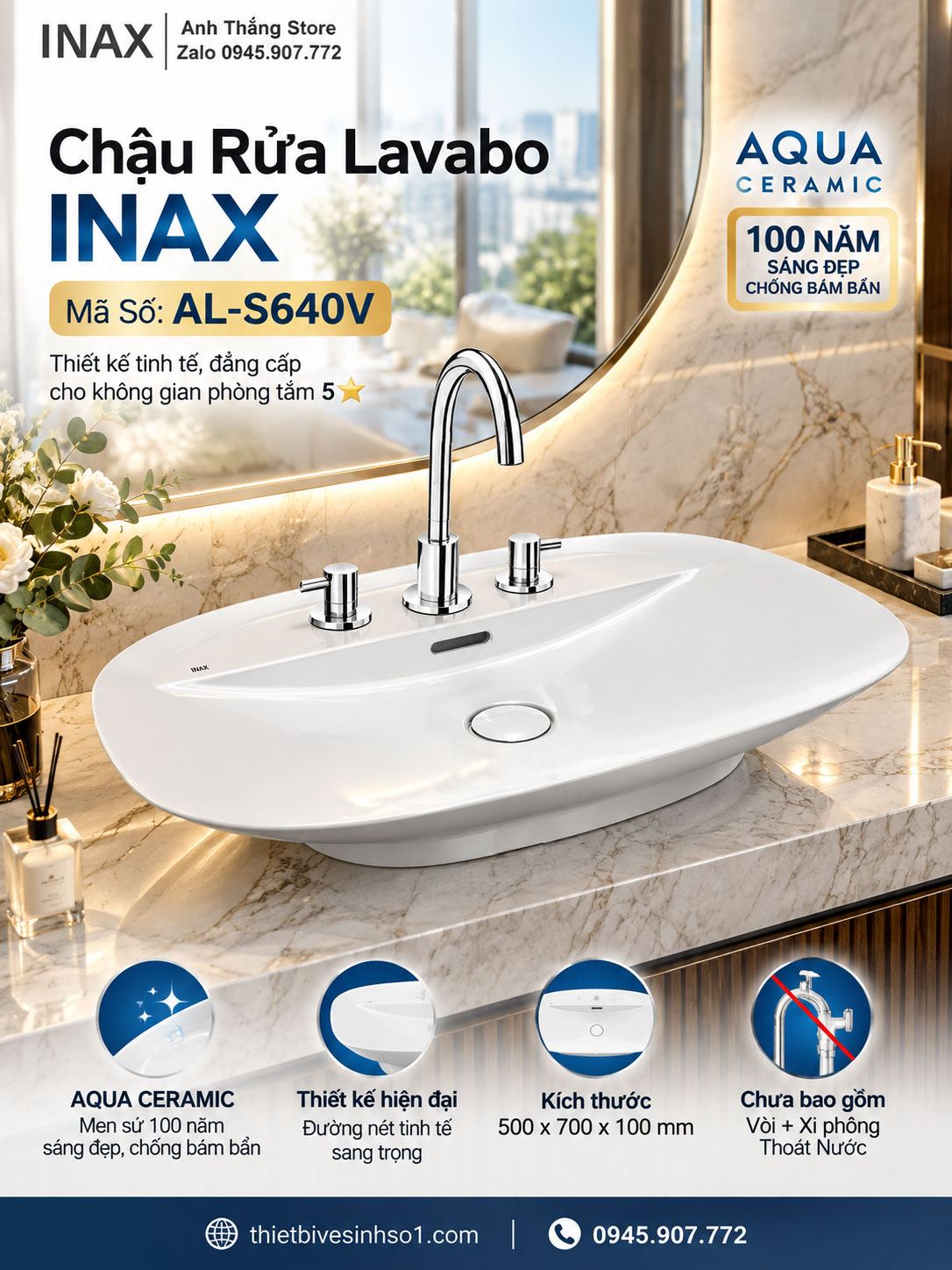 Chậu Rửa Lavabo inax AL-S640V Chậu Rửa Lavabo inax AL-S640V