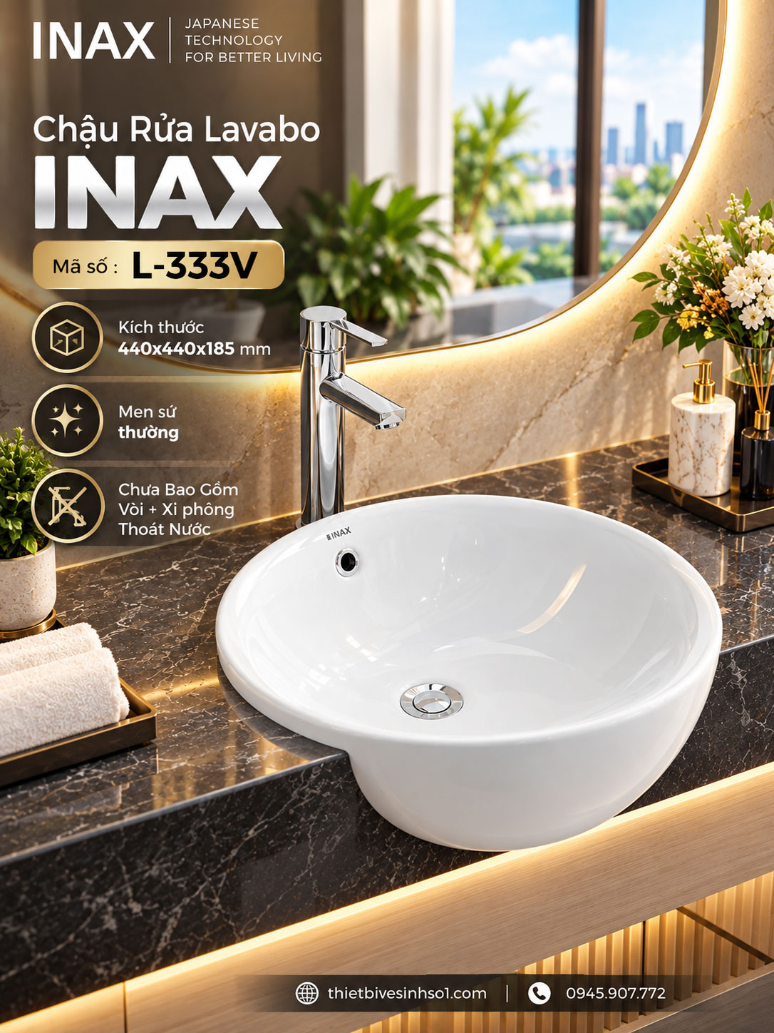 Chậu Rửa Lavabo inax L-333V Chậu Rửa Lavabo inax L-333V