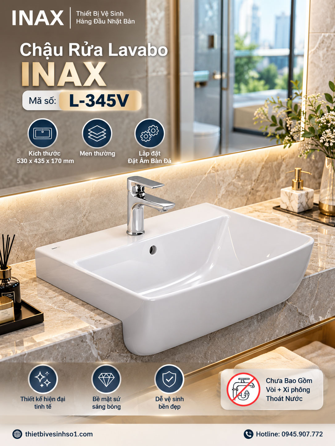 Chậu Rửa Lavabo inax L-345V Chậu Rửa Lavabo inax L-345V