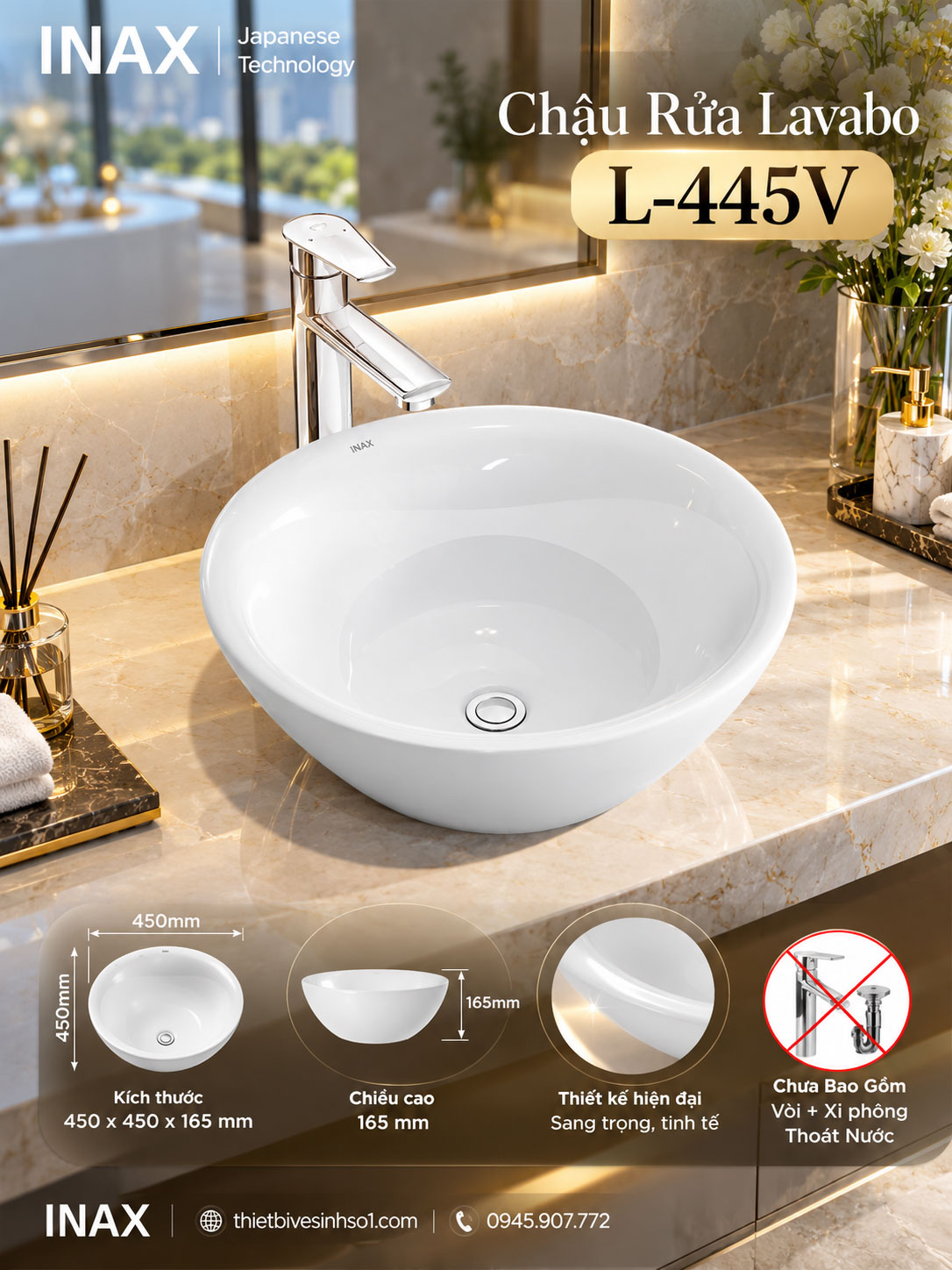 Chậu Rửa Lavabo inax L-445V Chậu Rửa Lavabo inax L-445V
