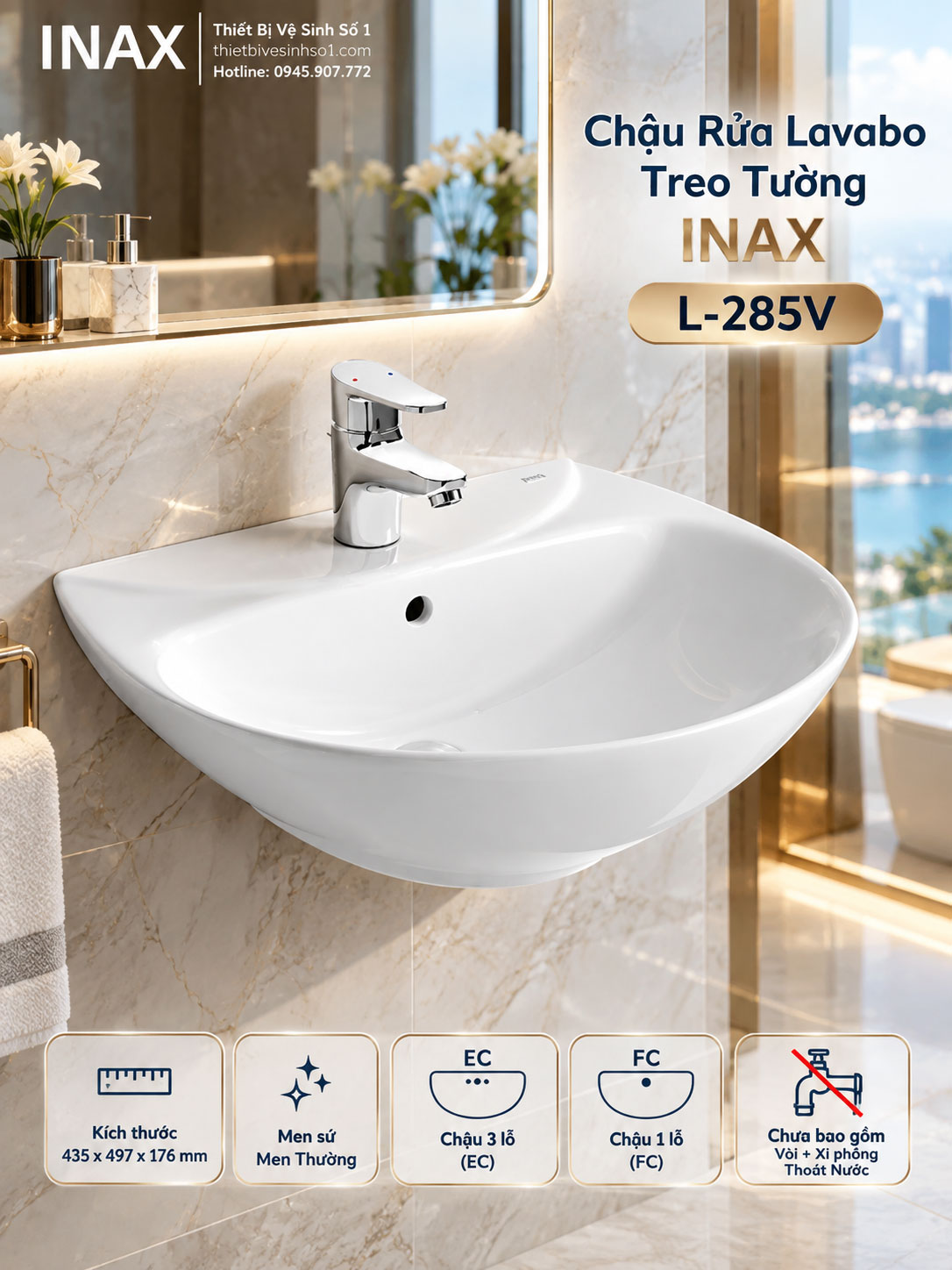 Chậu Rửa Lavabo inax L-285V Chậu Rửa Lavabo inax L-285V
