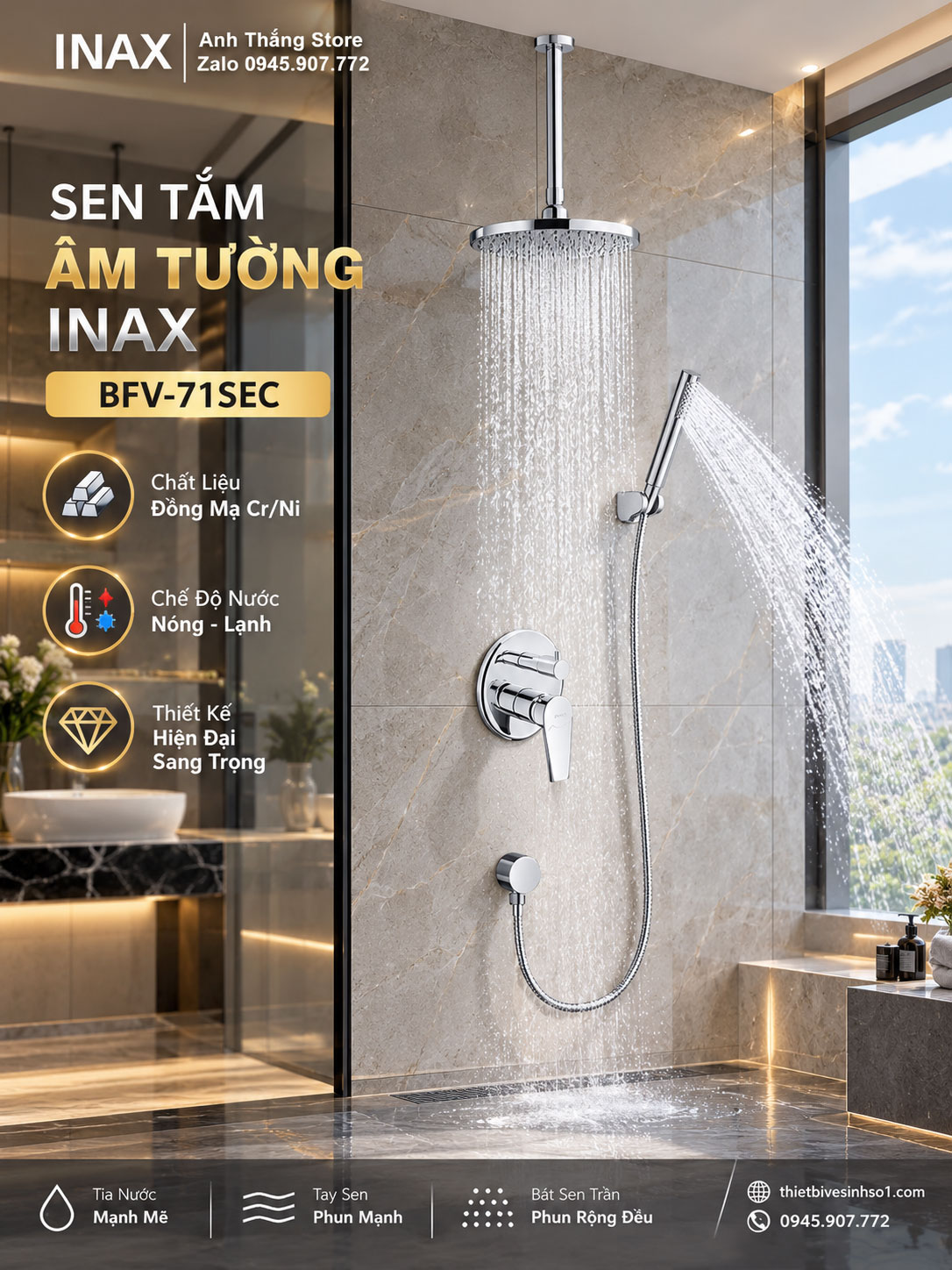 Sen Tắm Âm Tường inax BFV-71SEC Sen Tắm Âm Tường inax BFV-71SEC
