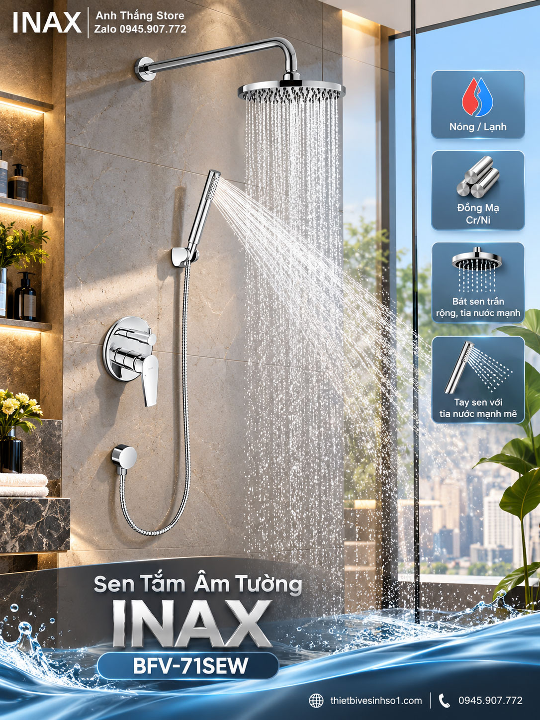 Sen Tắm Âm Tường inax BFV-71SEW Sen Tắm Âm Tường inax BFV-71SEW