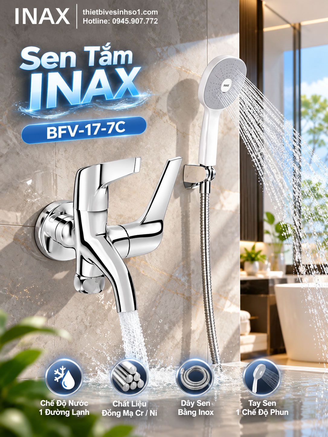 Sen Tắm Lạnh inax BFV-17-7C Sen Tắm Lạnh inax BFV-17-7C