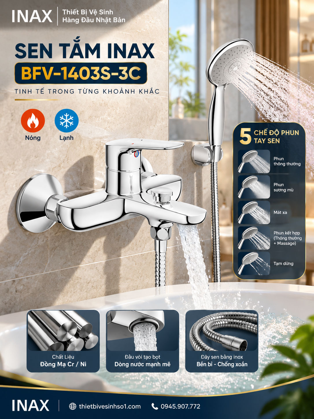 Sen Tắm inax BFV-1403S-3C Sen Tắm inax BFV-1403S-3C