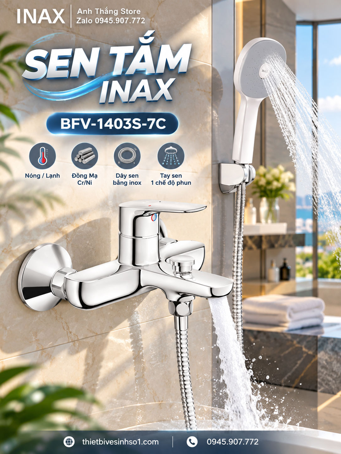 Sen Tắm inax BFV-1403S-7C Sen Tắm inax BFV-1403S-7C