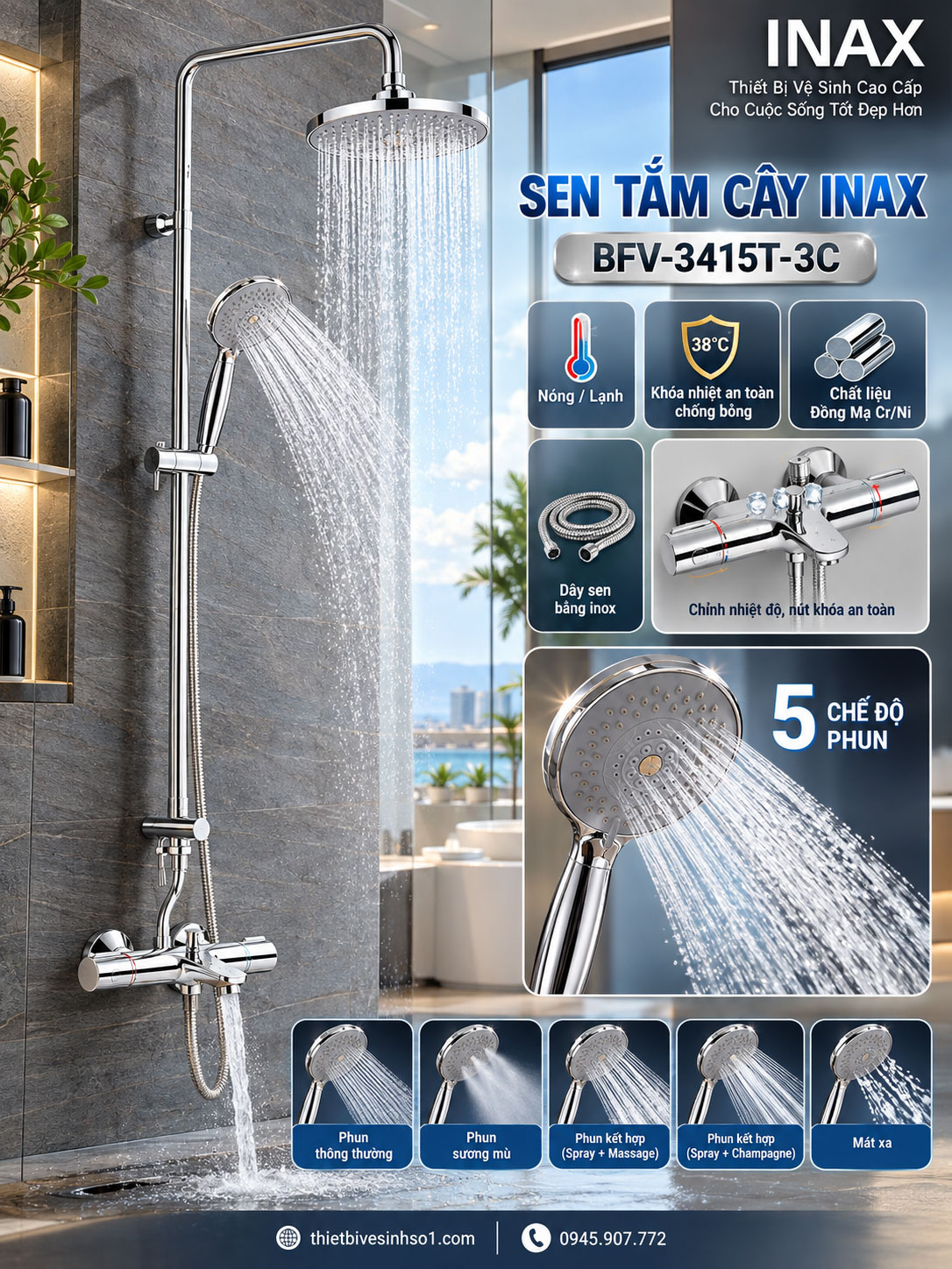 Sen Tắm Cây inax BFV-3415T-3C Sen Tắm Cây inax BFV-3415T-3C