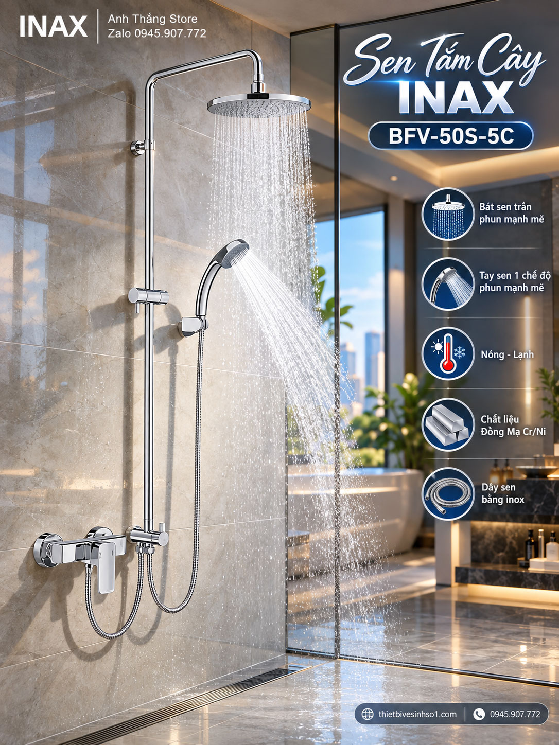 Sen Tắm Cây inax BFV-50S-5C Sen Tắm Cây inax BFV-50S-5C
