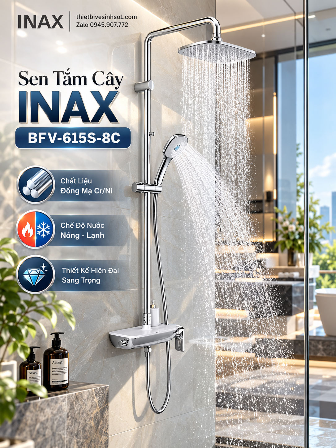 Sen Tắm Cây inax BFV-615S-8C Sen Tắm Cây inax BFV-615S-8C