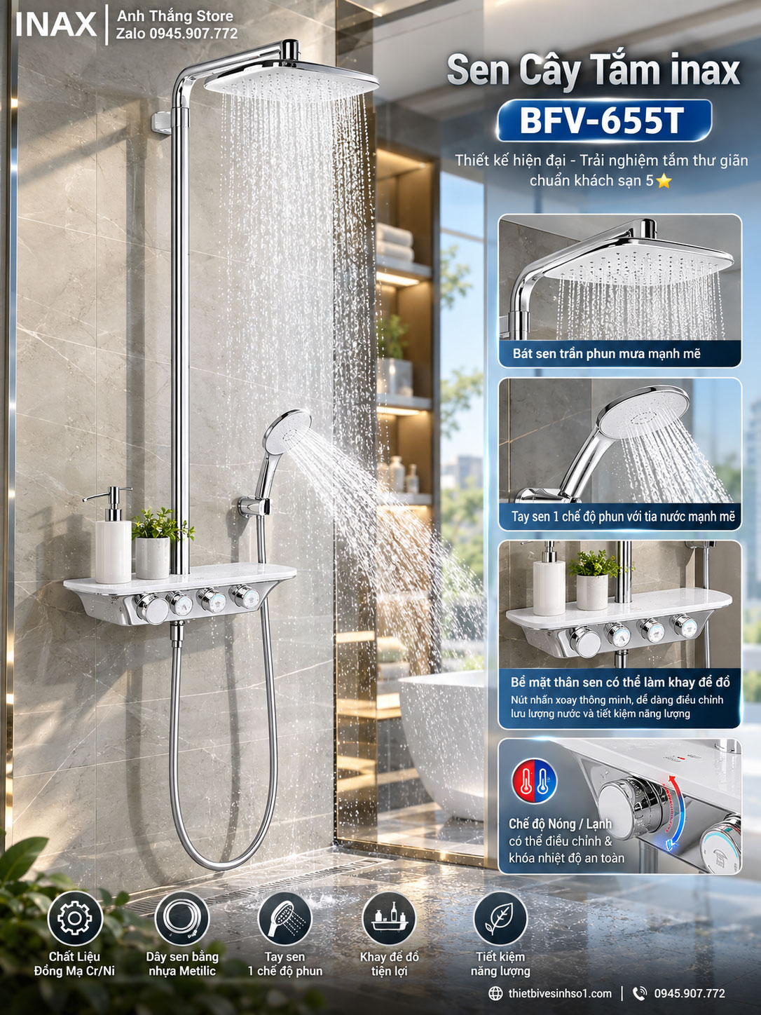 Sen Tắm Cây inax BFV-655T Sen Tắm Cây inax BFV-655T