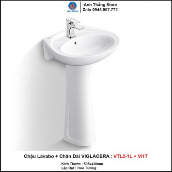 Chậu Lavabo Viglacera VTL2+Vi1T (1Lỗ)