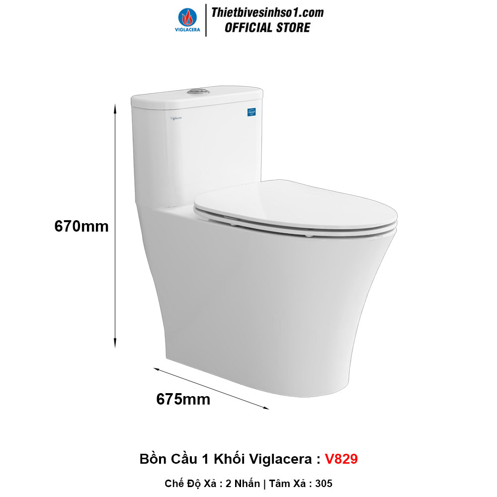 Bồn Cầu 1 Khối Viglacera V829 Bồn Cầu 1 Khối Viglacera V829