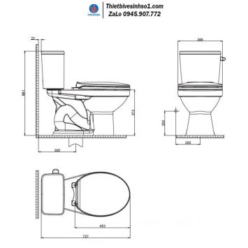 Bồn Cầu 2 Khối Viglacera V715