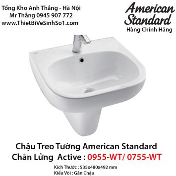 Chậu Rửa Lavabo Treo Tường American Standard 0955-WT+0755-WT