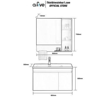 Bộ Tủ Chậu A-five A5-500S