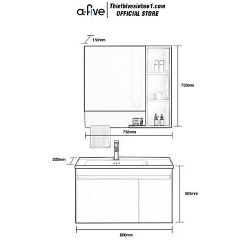 Bộ Tủ Chậu A-five A5-500T