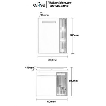 Bộ Tủ Chậu A-five A5-602S