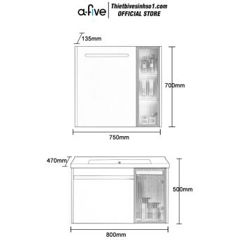 Bộ Tủ Chậu A-five A5-602T