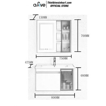 Bộ Tủ Chậu A-five A5-602TV
