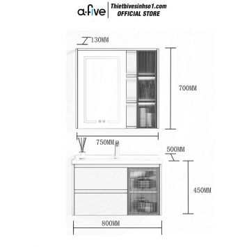 Bộ Tủ Chậu A-five A5-702T