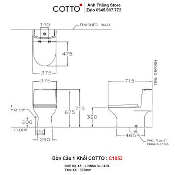 Bồn Cầu COTTO C1053-2