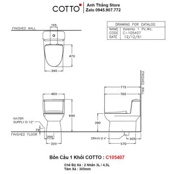 Bồn Cầu COTTO C105407-2