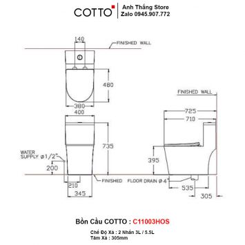 Bồn Cầu COTTO C11003HOS-2