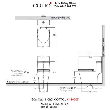 Bồn Cầu COTTO C110507-2