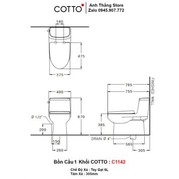 Bồn Cầu COTTO C1142-2