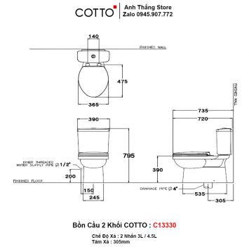 Bồn Cầu COTTO C13330-2