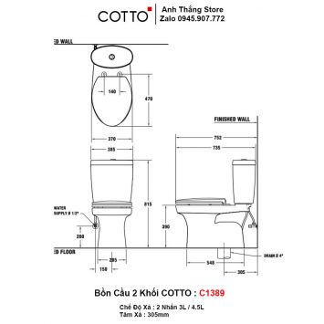 Bồn Cầu COTTO C1389-2