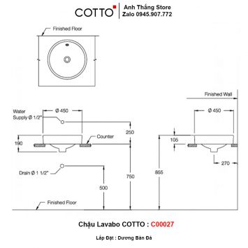 Chậu Lavabo COTTO C00027-2