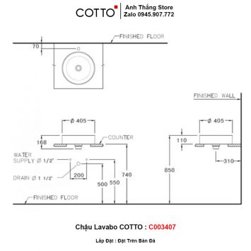 Chậu Lavabo COTTO C003407-2