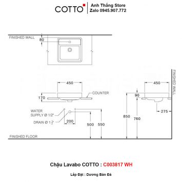 Chậu Lavabo COTTO C003817-WH-2