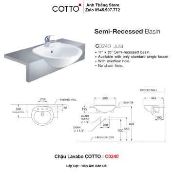 Chậu Lavabo COTTO C0240-2