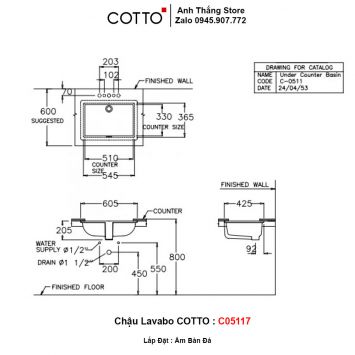 Chậu Lavabo COTTO C05117-2