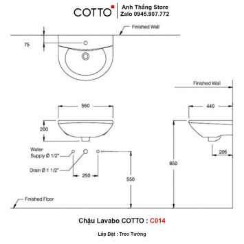 Chậu Lavabo COTTO C014-2