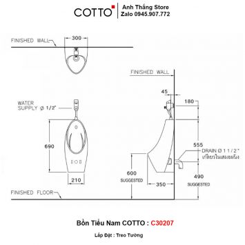 Bồn Tiểu Nam COTTO C30207-2