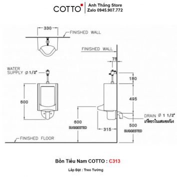 Bồn Tiểu Nam COTTO C313-2