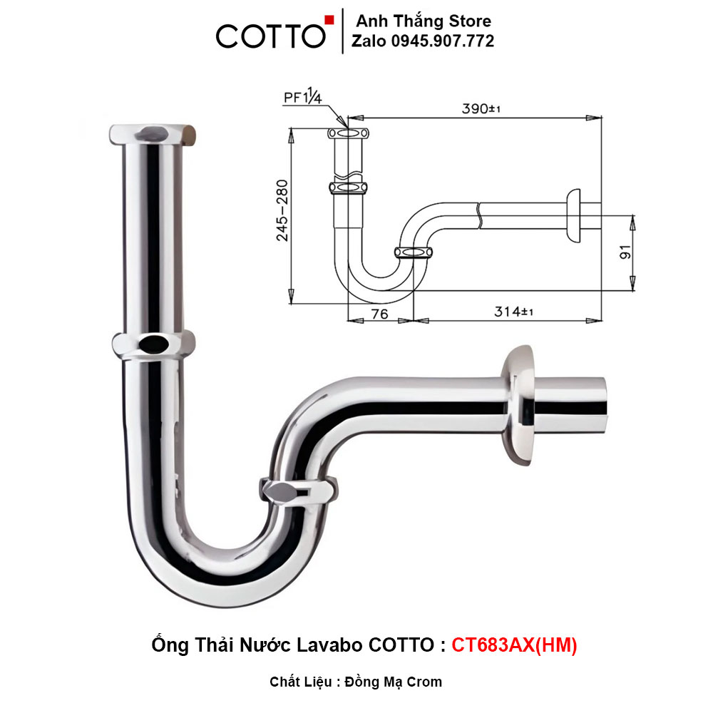 Ống Thải Xi Phông COTTO CT683AX(HM)