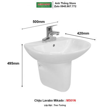 Chậu Lavabo Mikado M501N Chân Lửng