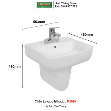 Chậu Lavabo Mikado M502N Chân Lửng