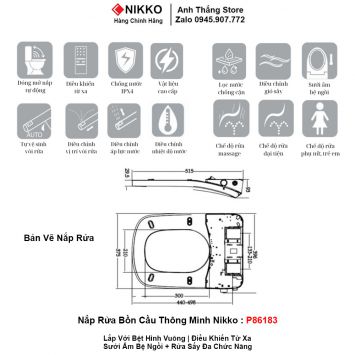 Nắp Rửa Bồn Cầu Thông Minh NIKKO P86183